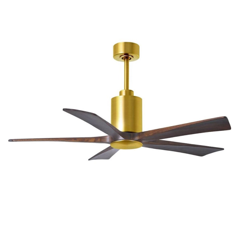 Matthews Fans Patricia-5 52in 5-Blade LED Ceiling Fan | Contemporary Brushed Brass and Walnut Wood | Bedroom & Living Room | Model PA5-BRBR-WA-52