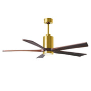 Matthews Fans Patricia-5 60in 5-Blade LED Ceiling Fan | Contemporary Brushed Brass and Walnut Wood | Bedroom & Living Room | Model PA5-BRBR-WA-60