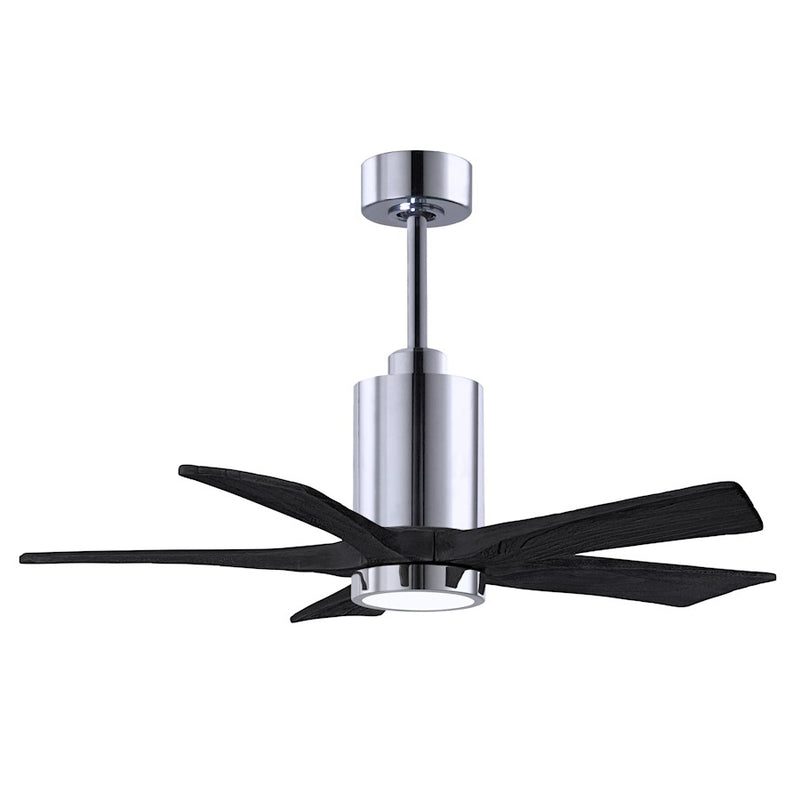 Matthews Fans Patricia-5 42in 5-Blade LED Ceiling Fan | Contemporary Polished Chrome and Matte Black Wood | Bedroom & Living | Model PA5-CR-BK-42