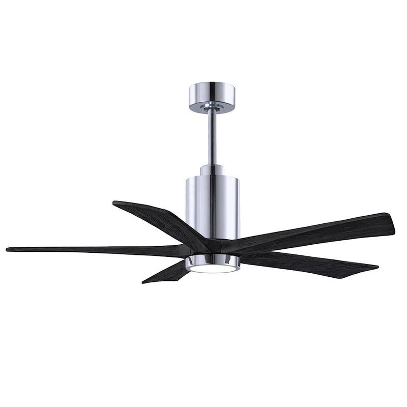 Matthews Patricia 5 52in LED Ceiling Fan | Polished Chrome and Matte Black Wood Blades | Living Room & Bedroom | 52 x 52 x 13 in | Model PA5-CR-BK-52