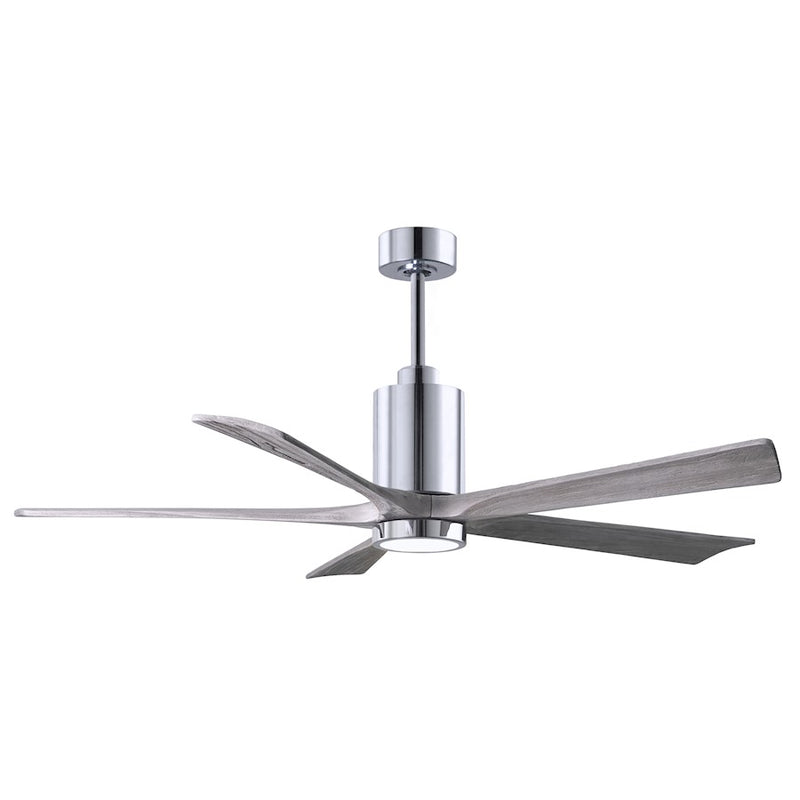 Matthews Fan Patricia 5 60in 5-Blade Ceiling Fan | Polished Chrome and Barn Wood Solid Wood Blades | Living Room & Covered Patio | Model PA5-CR-BW-60