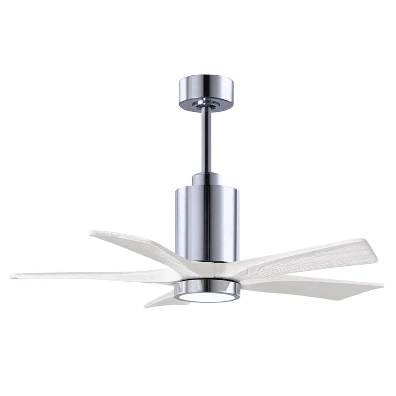 Matthews Fans Patricia-5 42in 5-Blade Ceiling Fan | Contemporary Polished Chrome and Matte White Solid Wood | Bedrooms & Small | Model PA5-CR-MWH-42