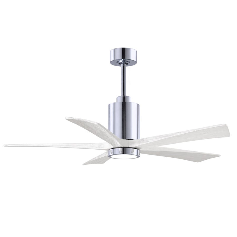 Matthews Fans Patricia-5 52in 5-Blade Ceiling Fan | Contemporary Polished Chrome and Matte White Solid Wood | Living Rooms | Model PA5-CR-MWH-52