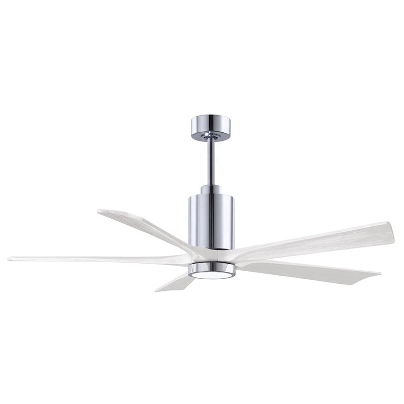 Matthews Fans Patricia-5 60in 5-Blade Ceiling Fan | Contemporary Polished Chrome and Matte White Solid Wood | Great Rooms | Model PA5-CR-MWH-60