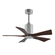 Matthews Fan Patricia 5 42in 5-Blade Ceiling Fan | Polished Chrome and Walnut Solid Wood Blades | Bedroom & Covered Patio | Model PA5-CR-WA-42