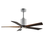 Matthews Fan Patricia 5 52in 5-Blade Ceiling Fan | Polished Chrome and Walnut Solid Wood Blades | Living Room & Covered Patio | Model PA5-CR-WA-52