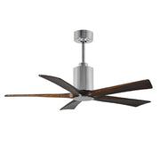 Matthews Fan Patricia 5 52in 5-Blade Ceiling Fan | Polished Chrome and Walnut Solid Wood Blades | Living Room & Covered Patio | Model PA5-CR-WA-52