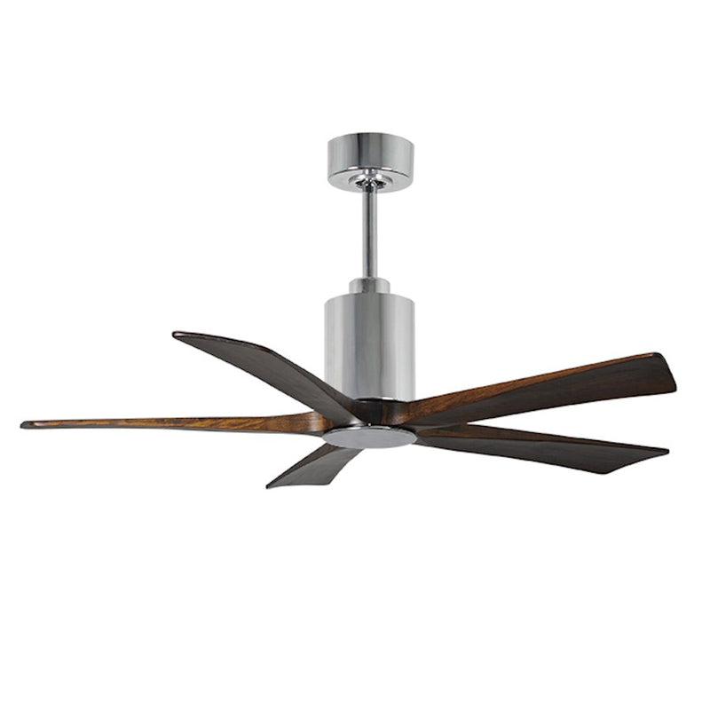 Matthews Fan Patricia 5 52in 5-Blade Ceiling Fan | Polished Chrome and Walnut Solid Wood Blades | Living Room & Covered Patio | Model PA5-CR-WA-52