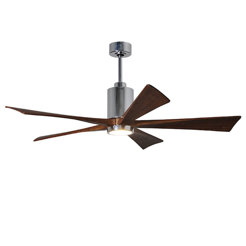 Matthews Fan Patricia 5 60in 5-Blade Ceiling Fan | Polished Chrome and Walnut Solid Wood Blades | Living Room & Covered Patio | Model PA5-CR-WA-60