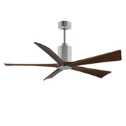 Matthews Fan Patricia 5 60in 5-Blade Ceiling Fan | Polished Chrome and Walnut Solid Wood Blades | Living Room & Covered Patio | Model PA5-CR-WA-60