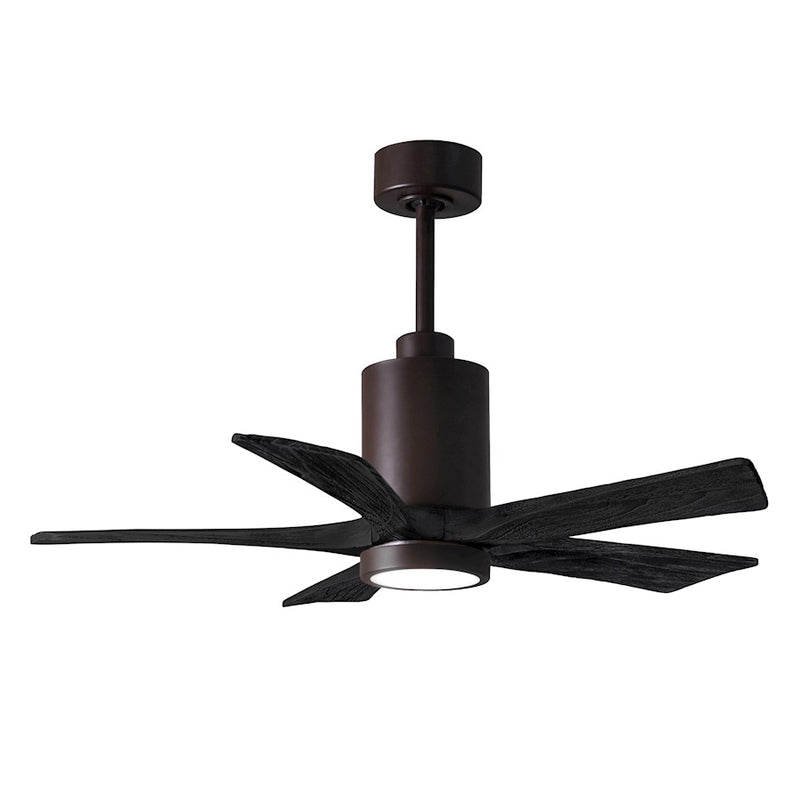 Matthews Fans Patricia 5 42in LED Ceiling Fan | Textured Bronze and Matte Black Solid Wood Blades | Bedroom & Covered Patio | Model PA5-TB-BK-42