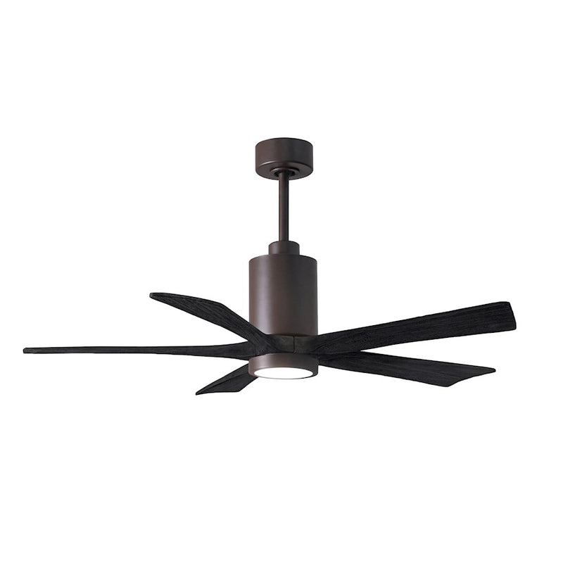 Matthews Fans Patricia 5 52in LED Ceiling Fan | Textured Bronze and Matte Black Solid Wood Blades | Bedroom & Covered Patio | Model PA5-TB-BK-52
