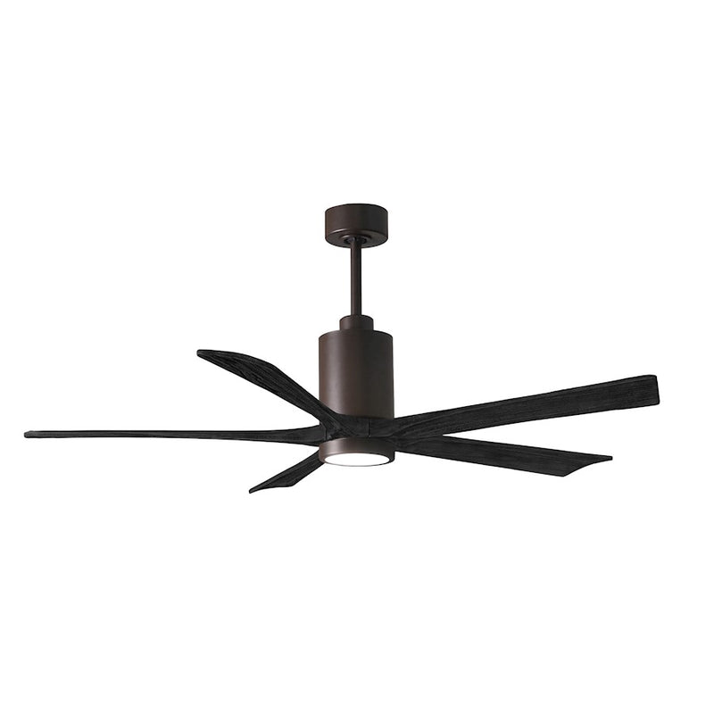 Matthews Fans Patricia 5 60in LED Ceiling Fan | Textured Bronze and Matte Black Solid Wood Blades | Bedroom & Covered Patio | Model PA5-TB-BK-60