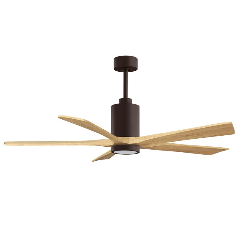 Matthews Fans Patricia-5 60in 5-Blade Ceiling Fan | Textured Bronze and Light Maple Wood | Great Room & Open-Concept Living | Model PA5-TB-LM-60