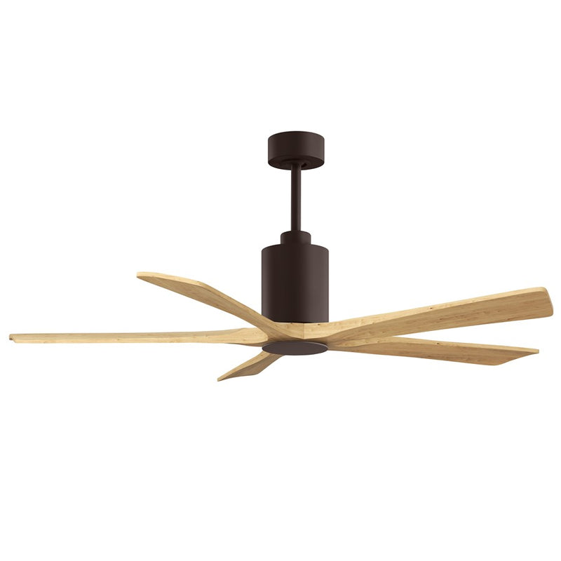 Matthews Fans Patricia-5 60in 5-Blade Ceiling Fan | Textured Bronze and Light Maple Wood | Great Room & Open-Concept Living | Model PA5-TB-LM-60