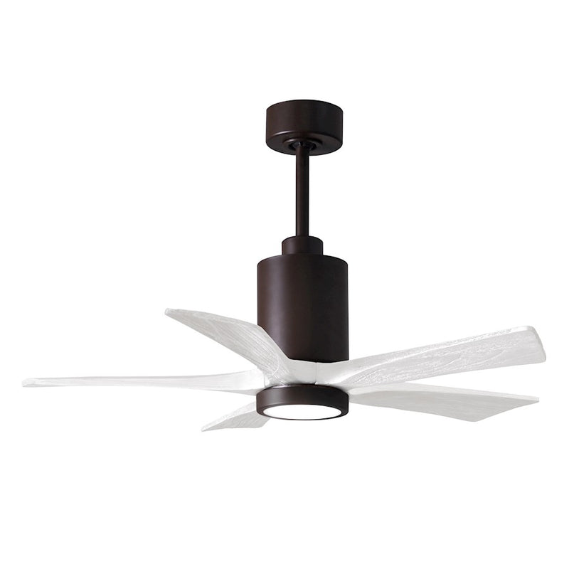 Matthews Fans Patricia-5 42in 5-Blade LED Ceiling Fan | Textured Bronze and Matte White Wood | Bedroom & Covered Patio | Model PA5-TB-MWH-42