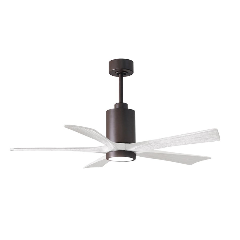 Matthews Fans Patricia-5 52in 5-Blade LED Ceiling Fan | Textured Bronze and Matte White Wood | Living Room & Covered Patio | Model PA5-TB-MWH-52