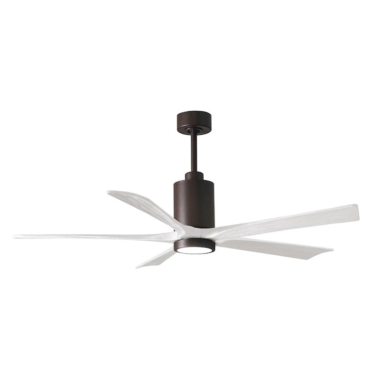 Matthews Fans Patricia 5 60in 5-Blade LED Ceiling Fan | Contemporary Textured Bronze and Matte White Solid Wood | Living Room | Model PA5-TB-MWH-60