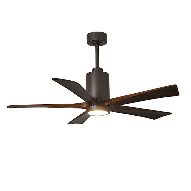Matthews Fan Patricia 52in 5-Blade Ceiling Fan | Textured Bronze and Walnut Tone Wood | Living Room & Covered Patio | Model PA5-TB-WA-52
