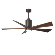 Matthews Fan Patricia 60in 5-Blade Ceiling Fan | Textured Bronze and Walnut Tone Wood | Living Room & Covered Patio | Model PA5-TB-WA-60