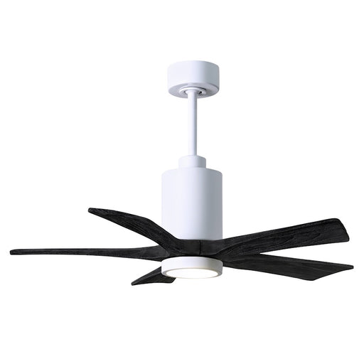 Matthews Fans Patricia 5 42in 5-Blade LED Ceiling Fan | Contemporary Gloss White and Matte Black Solid Wood | Bedroom & Covered | Model PA5-WH-BK-42