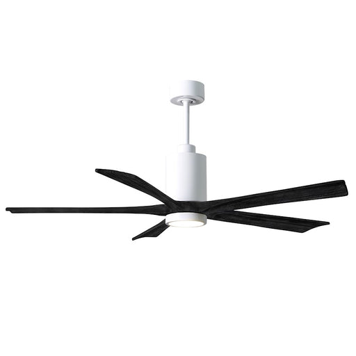 Matthews Fans Patricia 5 60in 5-Blade LED Ceiling Fan | Contemporary Gloss White and Matte Black Solid Wood | Living Room | Model PA5-WH-BK-60