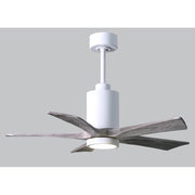 Matthews Fan Patricia 42in 5-Blade Ceiling Fan | Gloss White and Barn Wood Tone Wood | Bedroom & Covered Patio | 42 x 42 x 12 in | Model PA5-WH-BW-42