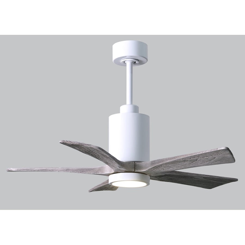 Matthews Fan Patricia 42in 5-Blade Ceiling Fan | Gloss White and Barn Wood Tone Wood | Bedroom & Covered Patio | 42 x 42 x 12 in | Model PA5-WH-BW-42