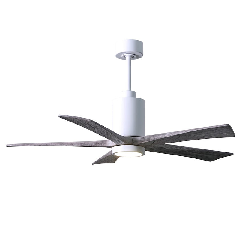 Matthews Fan Patricia 52in 5-Blade Ceiling Fan | Gloss White and Barn Wood Tone Wood | Living Room & Covered Patio | Model PA5-WH-BW-52