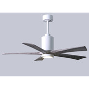 Matthews Fan Patricia 52in 5-Blade Ceiling Fan | Gloss White and Barn Wood Tone Wood | Living Room & Covered Patio | Model PA5-WH-BW-52