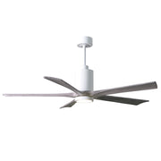 Matthews Fan Patricia 60in 5-Blade Ceiling Fan | Gloss White and Barn Wood Solid Wood Blades | Living Room & Bedroom | Model PA5-WH-BW-60