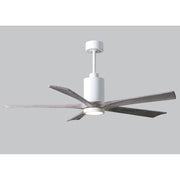 Matthews Fan Patricia 60in 5-Blade Ceiling Fan | Gloss White and Barn Wood Solid Wood Blades | Living Room & Bedroom | Model PA5-WH-BW-60