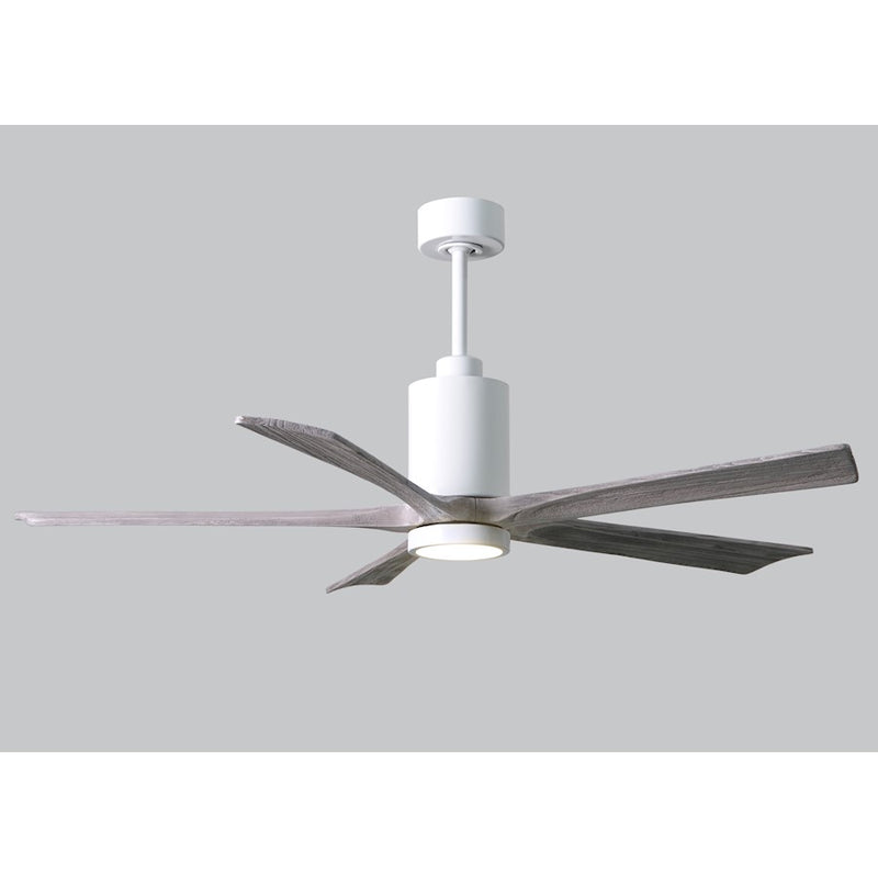 Matthews Fan Patricia 60in 5-Blade Ceiling Fan | Gloss White and Barn Wood Solid Wood Blades | Living Room & Bedroom | Model PA5-WH-BW-60