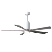 Matthews Fan Patricia 60in 5-Blade Ceiling Fan | Gloss White and Barn Wood Solid Wood Blades | Living Room & Bedroom | Model PA5-WH-BW-60