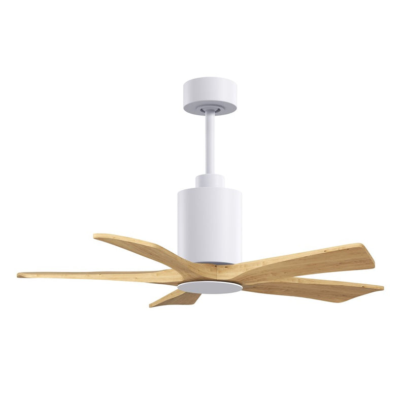 Matthews Fans Patricia-5 42in 5-Blade Ceiling Fan | Contemporary Gloss White and Light Maple Solid Wood | Bedrooms & Covered | Model PA5-WH-LM-42