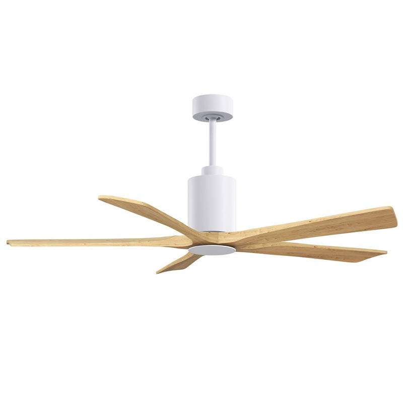 Matthews Fans Patricia-5 60in 5-Blade Ceiling Fan | Contemporary Gloss White and Light Maple Solid Wood | Great Rooms & Covered | Model PA5-WH-LM-60