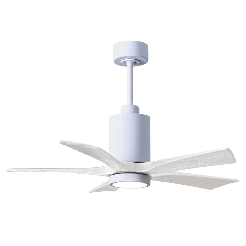 Matthews Fans Patricia-5 42in 5-Blade Ceiling Fan | Contemporary Gloss White and Matte White Solid Wood | Bedrooms & Covered | Model PA5-WH-MWH-42