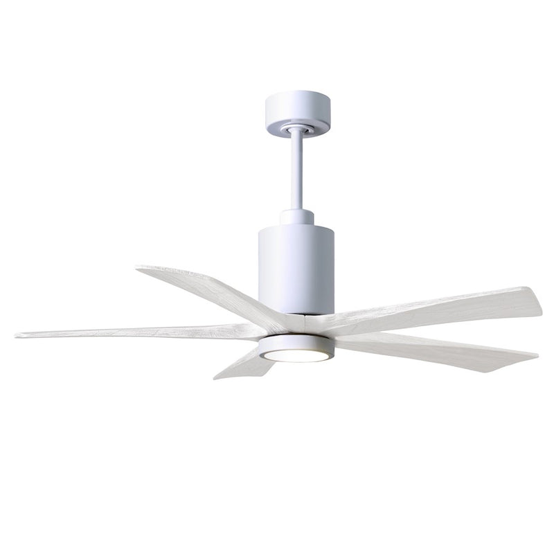 Matthews Fans Patricia 5 52in LED Ceiling Fan | Gloss White and Matte White Solid Wood Blades | Living Room & Bedroom | Model PA5-WH-MWH-52