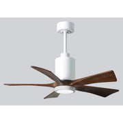Matthews Fan Patricia 42in 5-Blade Ceiling Fan | Gloss White and Walnut Solid Wood Blades | Bedroom & Small Living Room | Model PA5-WH-WA-42