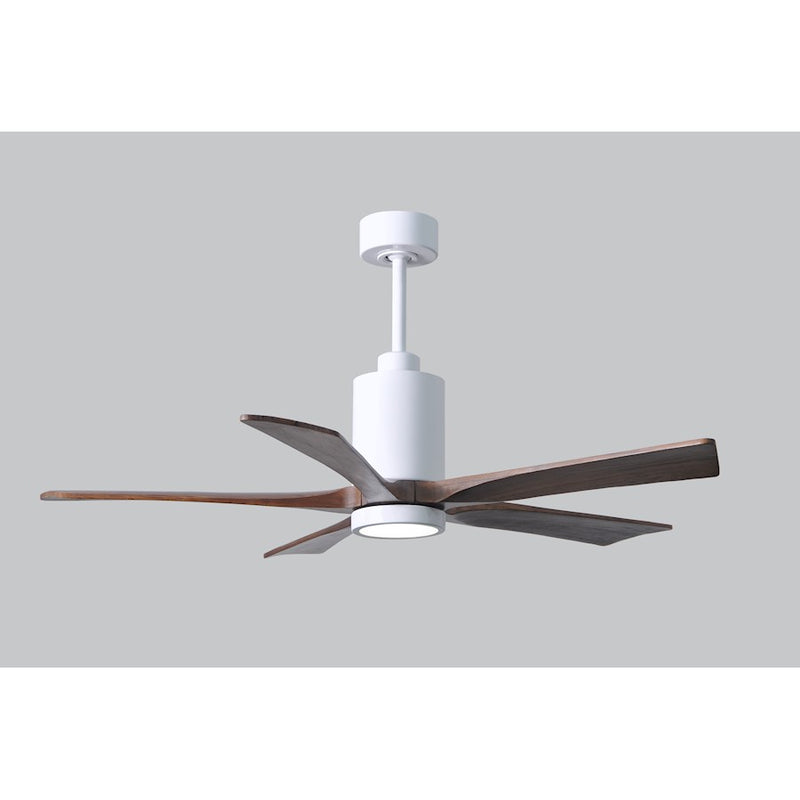 Matthews Fan Patricia 52in 5-Blade Ceiling Fan | Gloss White and Walnut Solid Wood Blades | Living Room & Bedroom | Model PA5-WH-WA-52