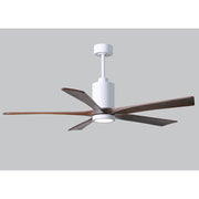 Matthews Fan Patricia 60in 5-Blade Ceiling Fan | Gloss White and Walnut Solid Wood Blades | Living Room & Bedroom | Model PA5-WH-WA-60