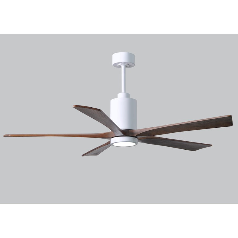 Matthews Fan Patricia 60in 5-Blade Ceiling Fan | Gloss White and Walnut Solid Wood Blades | Living Room & Bedroom | Model PA5-WH-WA-60