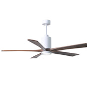 Matthews Fan Patricia 60in 5-Blade Ceiling Fan | Gloss White and Walnut Solid Wood Blades | Living Room & Bedroom | Model PA5-WH-WA-60