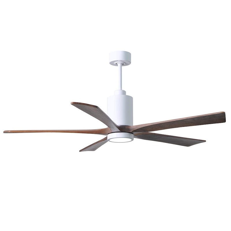 Matthews Fan Patricia 60in 5-Blade Ceiling Fan | Gloss White and Walnut Solid Wood Blades | Living Room & Bedroom | Model PA5-WH-WA-60