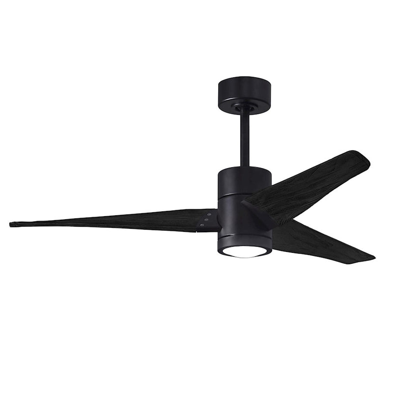 Matthews Fans Super Janet 52in LED Ceiling Fan | Matte Black and Matte Black Solid Wood Blades | Living Room & Bedroom | Model SJ-BK-BK-52