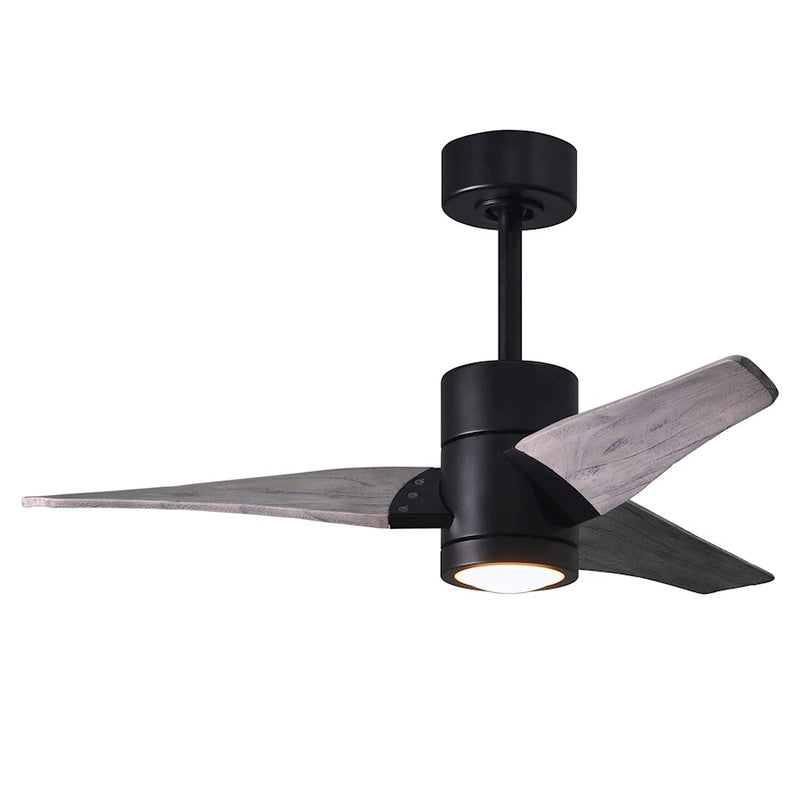 Matthews Fan Super Janet 42in 3-Blade Ceiling Fan | Matte Black and Barn Wood Solid Wood Blades | Living Room & Bedroom | Model SJ-BK-BW-42