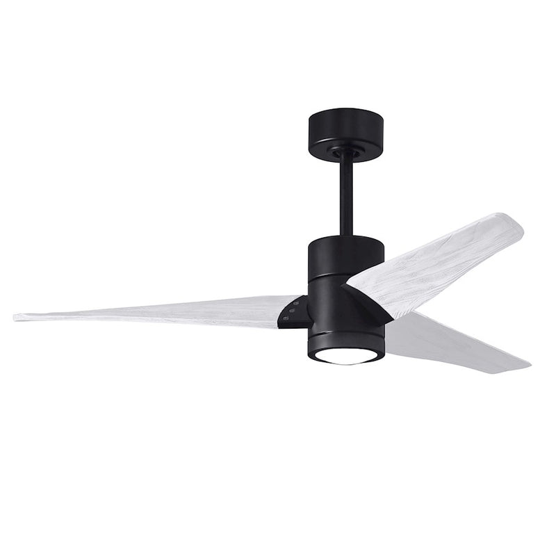 Matthews Fans Super Janet 52in LED Ceiling Fan | Contemporary Matte Black and Matte White Solid Wood Blades | Living Room | Model SJ-BK-MWH-52