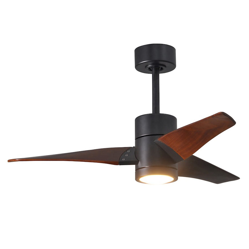 Matthews Fan Super Janet 42in 3-Blade Ceiling Fan | Matte Black and Walnut Solid Wood Blades | Living Room & Bedroom | Model SJ-BK-WN-42