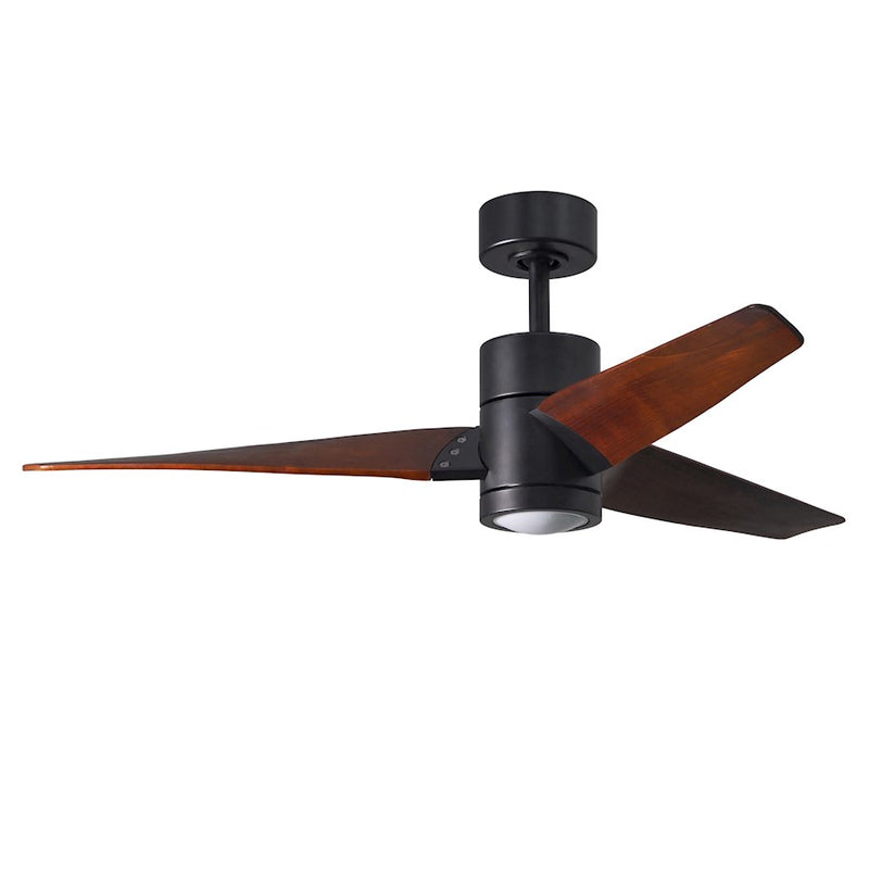 Matthews Fan Super Janet 52in 3-Blade Ceiling Fan | Matte Black and Walnut Solid Wood Blades | Living Room & Bedroom | Model SJ-BK-WN-52