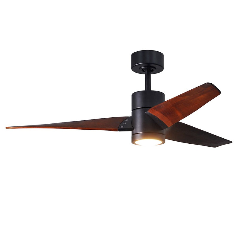 Matthews Fan Super Janet 52in 3-Blade Ceiling Fan | Matte Black and Walnut Solid Wood Blades | Living Room & Bedroom | Model SJ-BK-WN-52